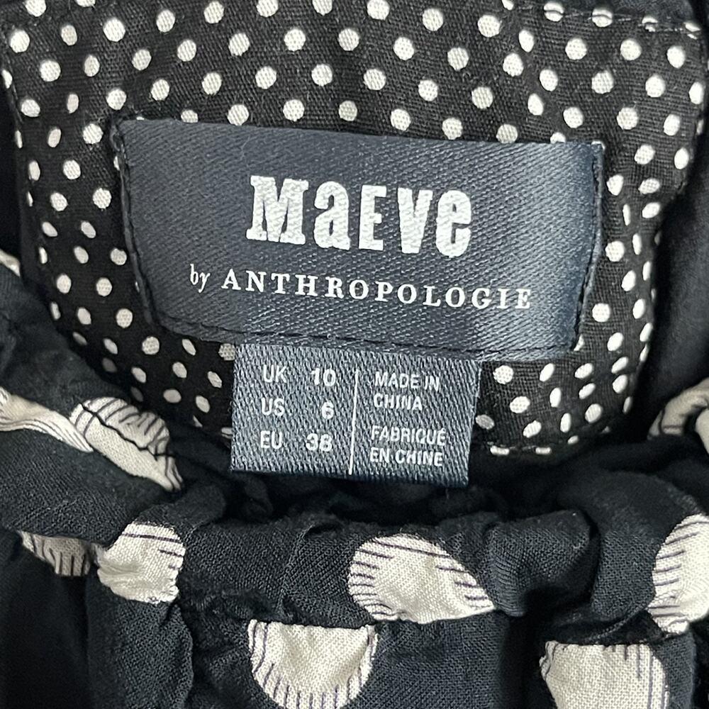 Anthropologie Maeve Dress‎ Womens 6 Polka Dot Off the Shoulder Belted Pocket - Picture 6 of 16